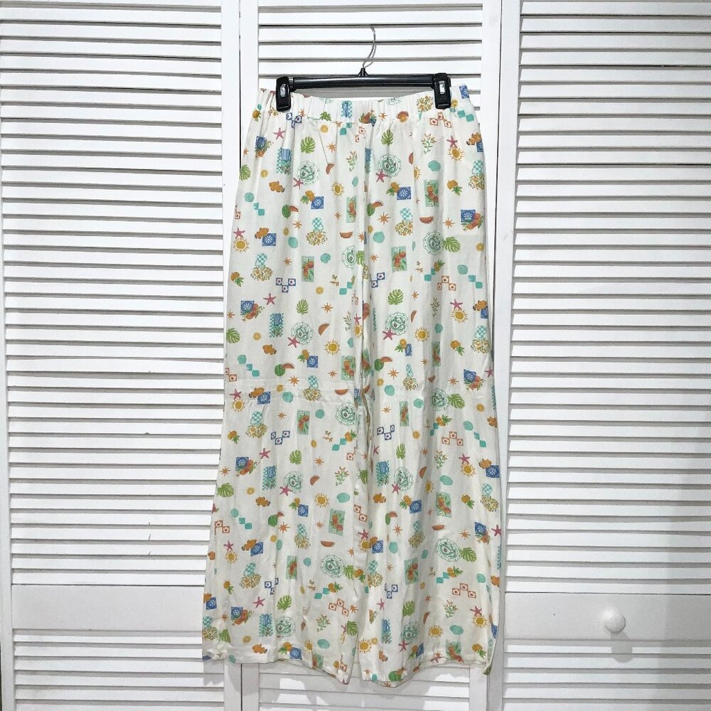 Midnight Sky Summer Pattern Wide Leg Pants Size L